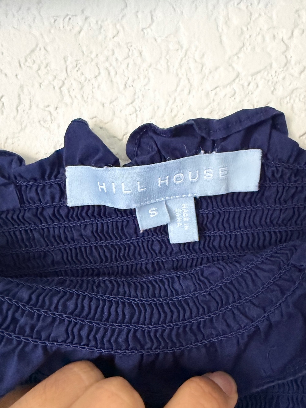 Hill House Paz Smocked Peplum Navy Blue Top Small - Picture 7 of 7